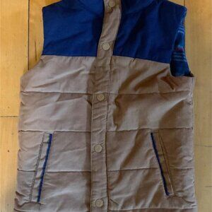 Tommy Bahama Vest Youth 5/6 Mustard Blue Puffer Front Snap EUC
